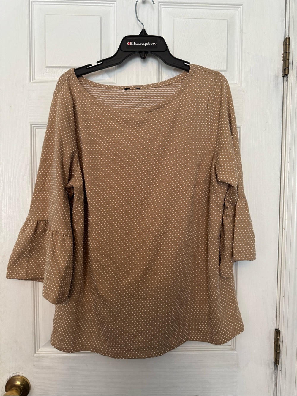 Talbots Tan Polka Dot Bell Sleeve Tunic